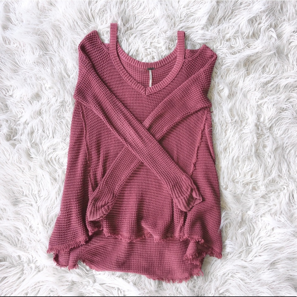 Maroon Sweater with Fringe Detail